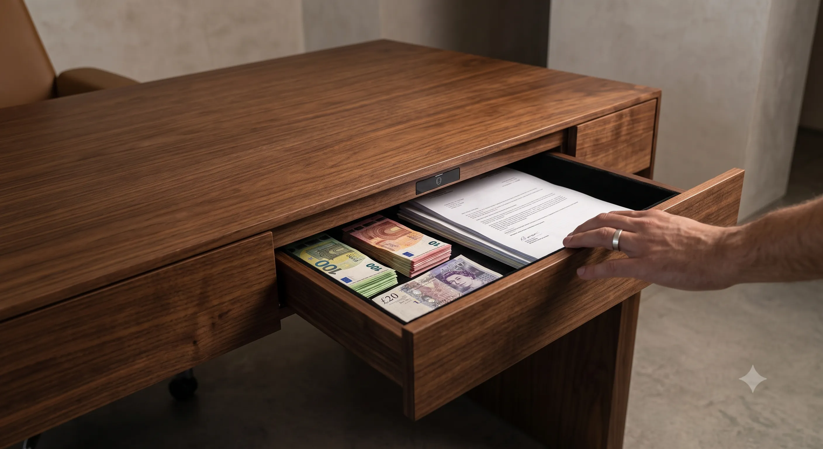 Executive Concealment Desk | Magnetic Security Drawer