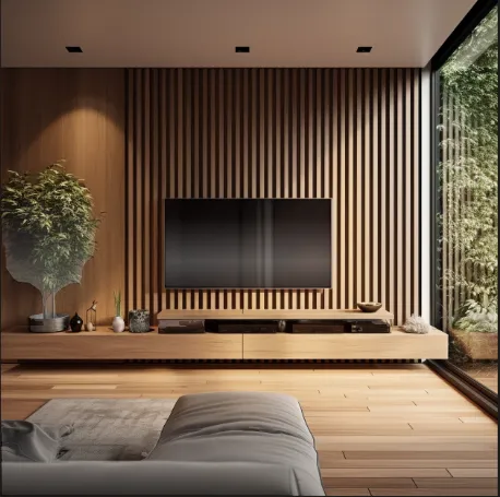 Solid Timber Slat Media Wall