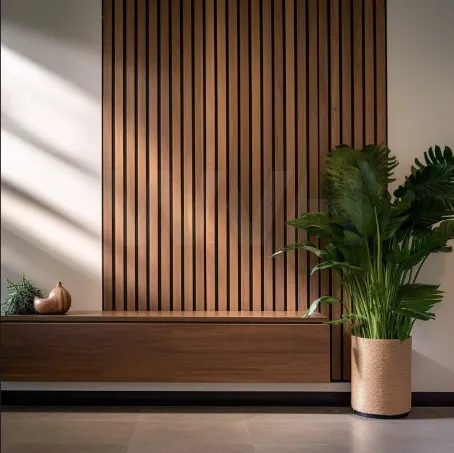 Walnut Slat Lounge Wall